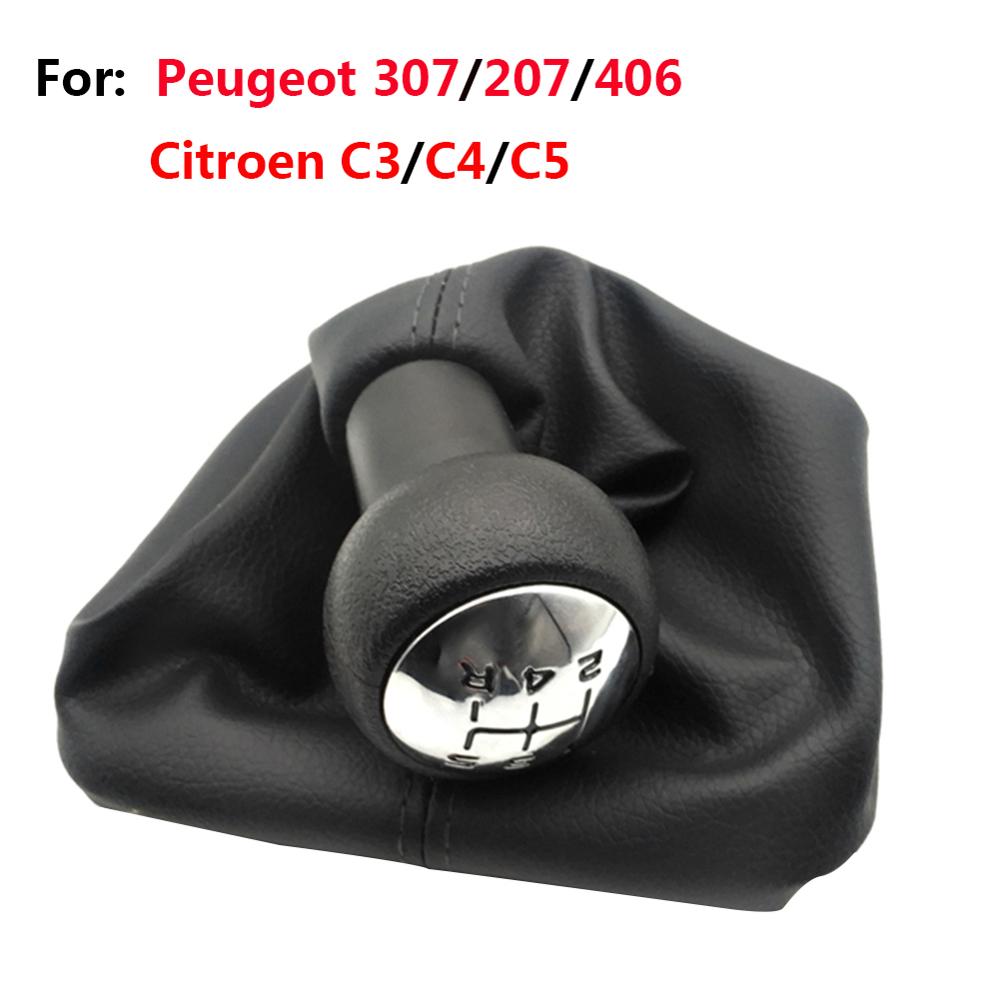 Pommeau De Levier De Vitesse En Cuir Pour Peugeot 206 Et 406 | Kit Complet Avec Couvercle