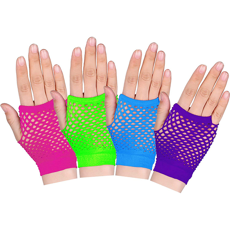 Guantes de rejilla para mujer, manoplas cortas de medio dedo, Multicolor, sexys, elásticos, de malla hueca, Punk, sin dedos, K72