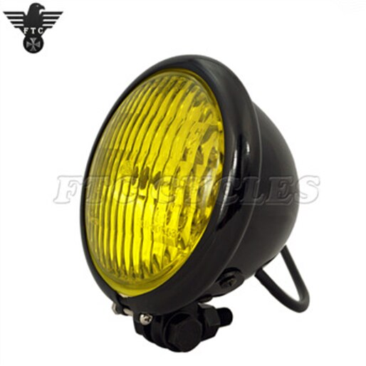 4.5 "Classic Custom Motorfiets Koplamp Voor Suzuki Harley Cafe Racer Motorfiets Onderdelen: black amber