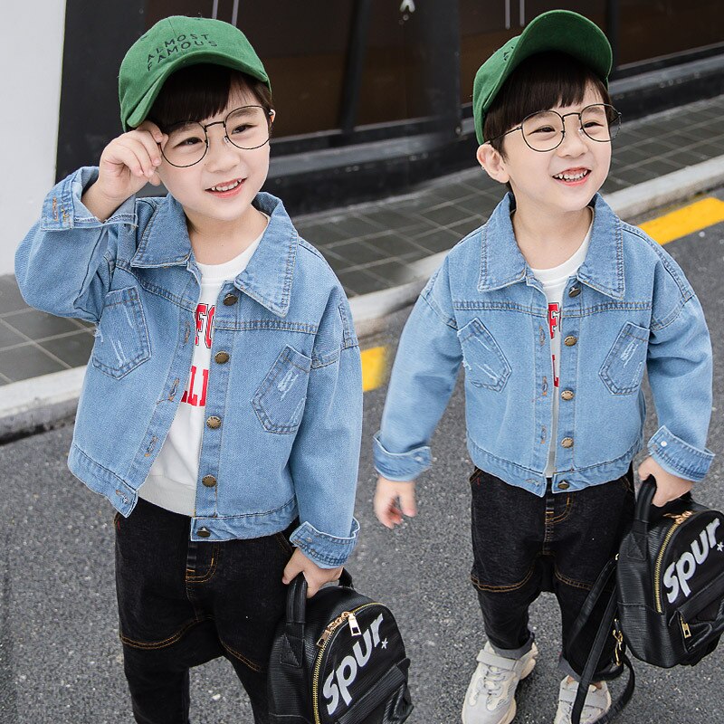 Children's Denim Jackets Boys Trench Jean Jackets Girls Kids clothing baby coat Casual outerwear Windbreaker Spring Autumn 1-6Y