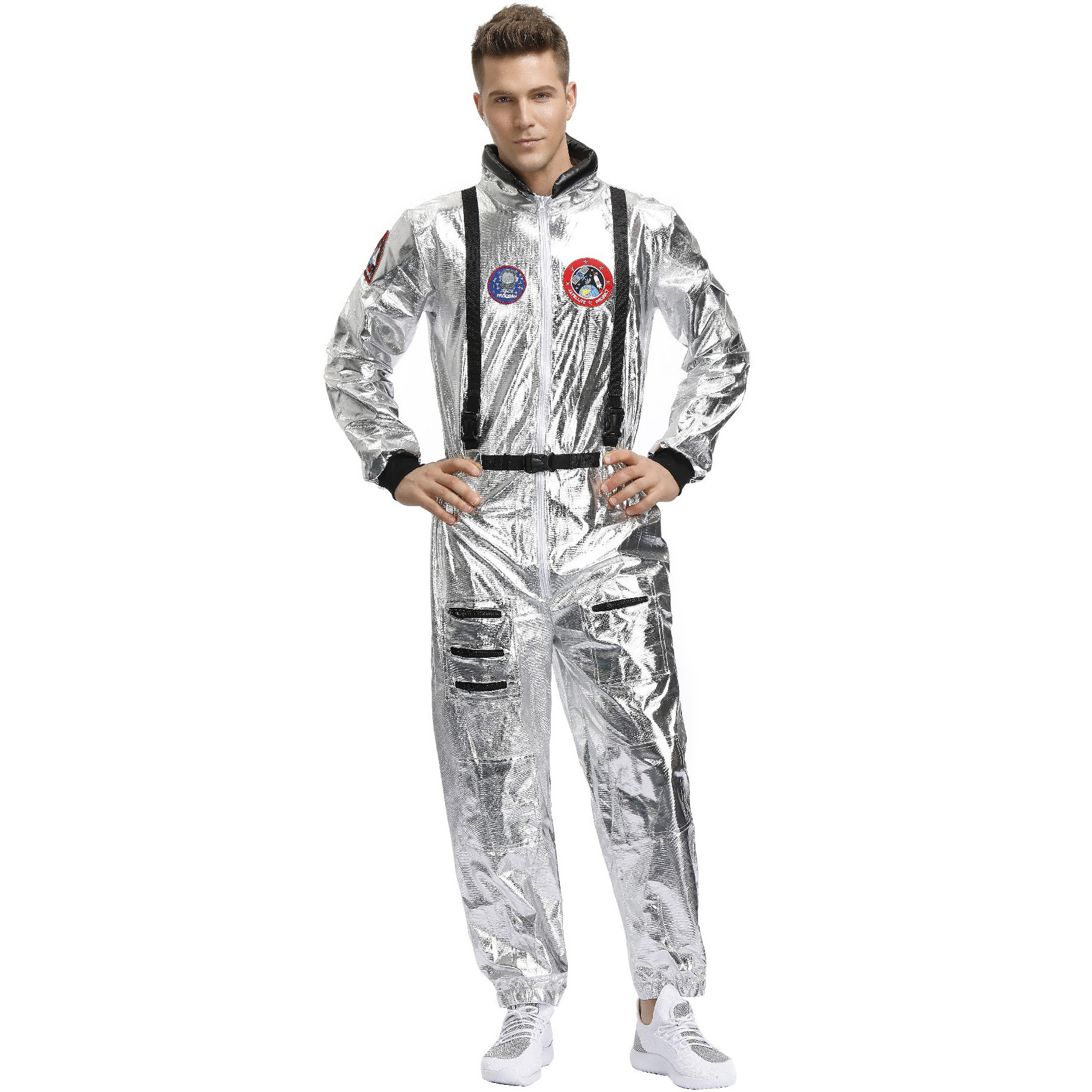 Astronaut Kostuum Volwassen Kinderen Zilveren Ruimteman Kostuum Plus Size Dames Ruimtepak: Black / XL