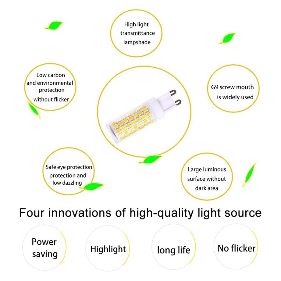 Phlanp Brightest G9 LED Lamp AC220V 3W 5W 7W Ceramic SMD2835 LED Bulb Warm/Cool White Spotlight replace Halogen light