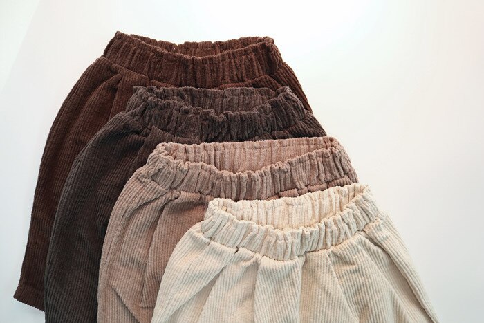 Kids Casual Elastische Taille Broek Effen Kleur Katoen Dikke Corduroy Broek Baby Jongens En Meisjes Broek Kinderkleding