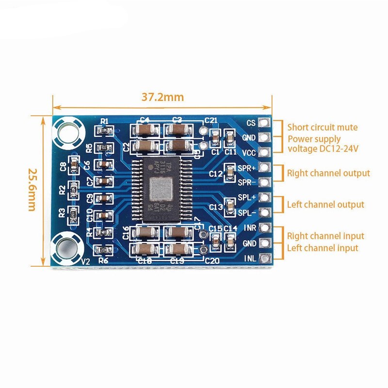 2*50W Tpa3116d2 2 canaux Mini amplificateur stéréo numérique classe D Tpa3116 Micro amplificateur de puissance Ultra-mince petit ampli stéréo