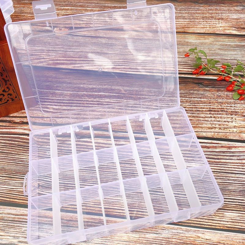 24 Compartiment Opbergdoos Praktische Verstelbare Plastic Transparant Case Voor Bead Ringen Sieraden Display Organizer Storage Box