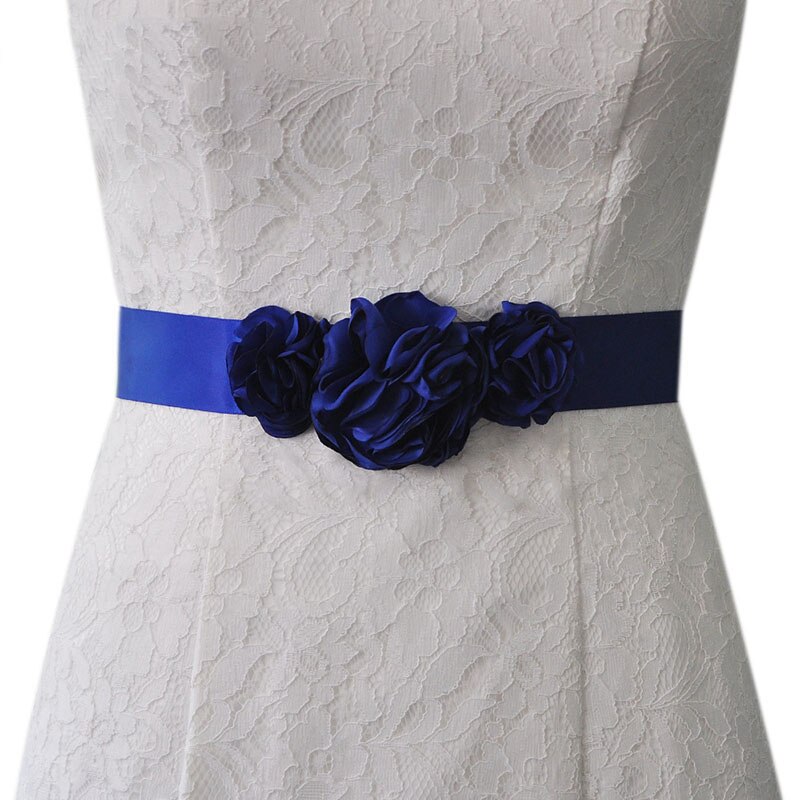 Noble Women Flower Belt Sash Belt Wedding Bride Bridesmaid Belt Bridal Dress Belt Wedding Flower Belt For Girl Party: royal blue