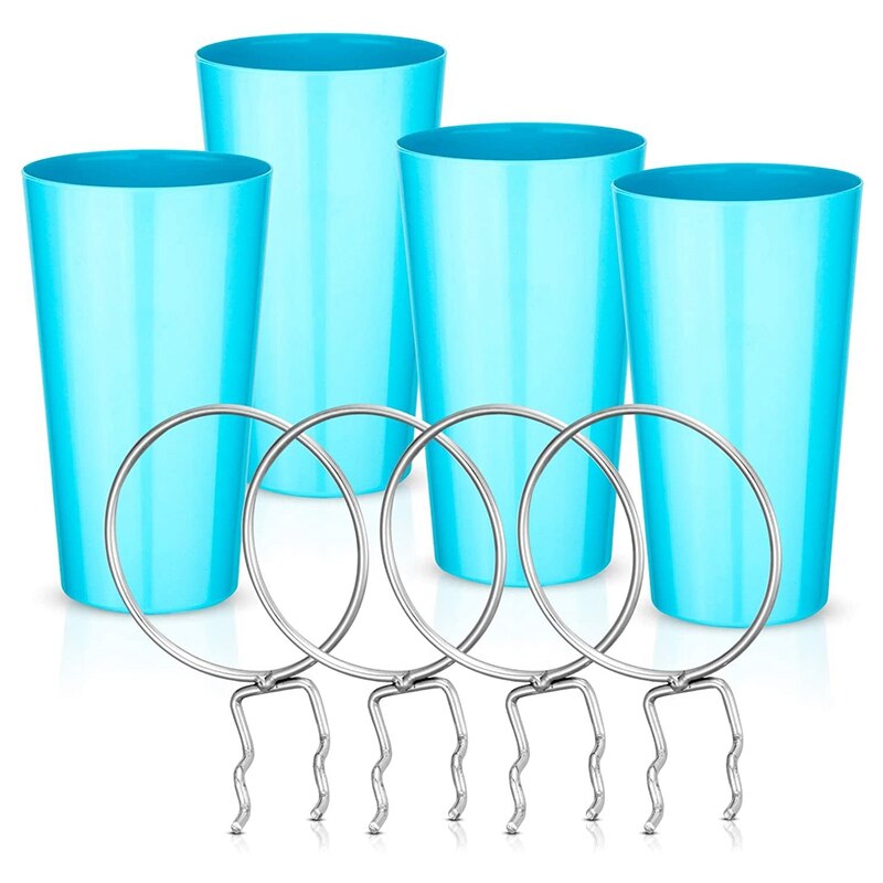 4 Sets Pegboard Bins with Rings, Ring Style Pegboard Hooks with Cups, Pegboard Cup Holder Accessories for Organizing