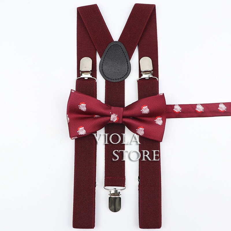 Christmas Year Suspender Bowtie Sets Men Women Boy Girl Kid Party Y-Back Shirt Braces Butterfly Belt Bow Tie Pants Accessory: Adult 1