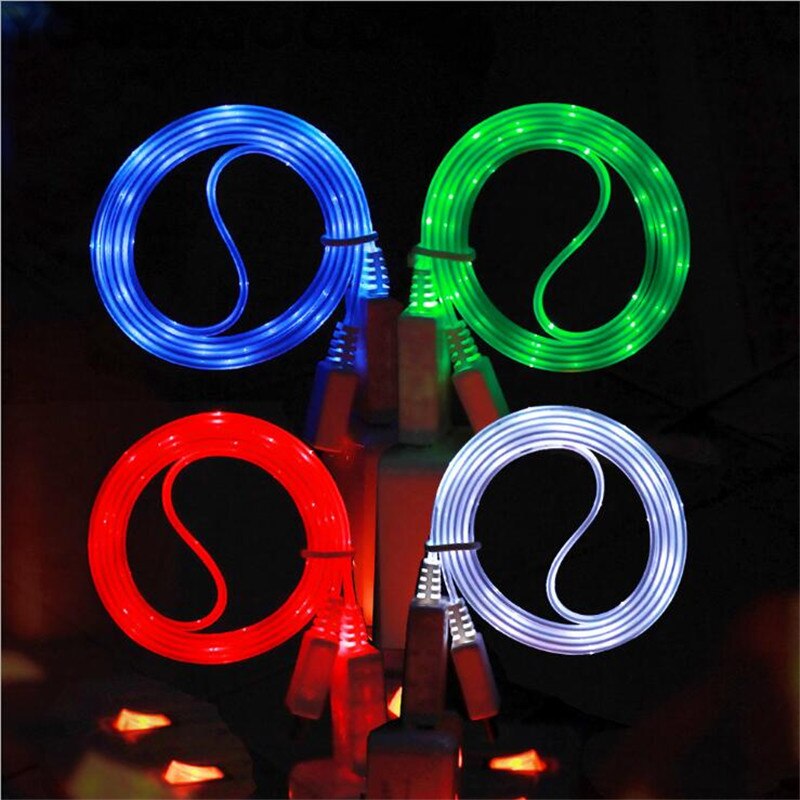 Led USB Cable Flash Light Data Line Mobile Phone Charger for iPhone 6 6S 7 8 XS Samsung Xiaomi Huawei Android Type C Connector