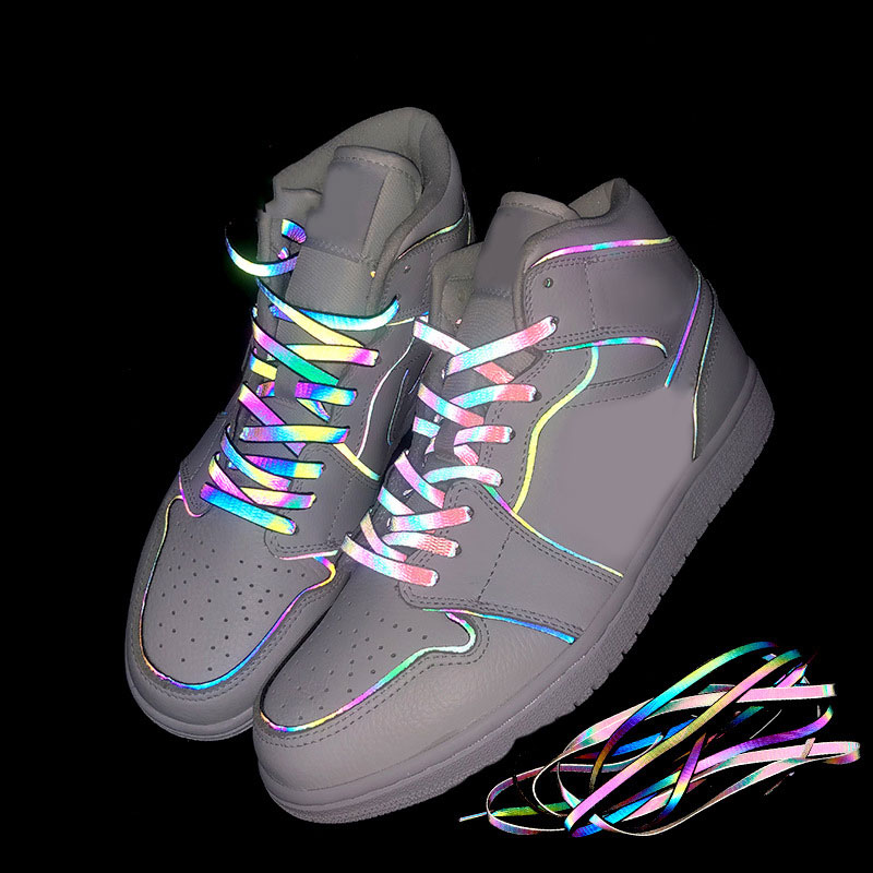 1 Paar Fluorescerende Schoenveters Platte Canvas Sneakers Veters Lichtgevende Kleurrijke Schoenveter Unisex Glow In The Dark Night Schoen String