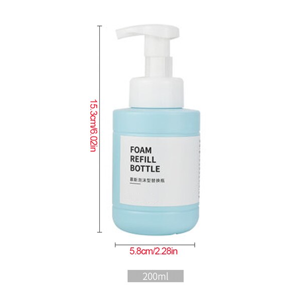 Mousse-botella de espuma brillante, botella vacía para Gel de ducha, desinfectante de manos, tipo prensa, champú: 200ml blue