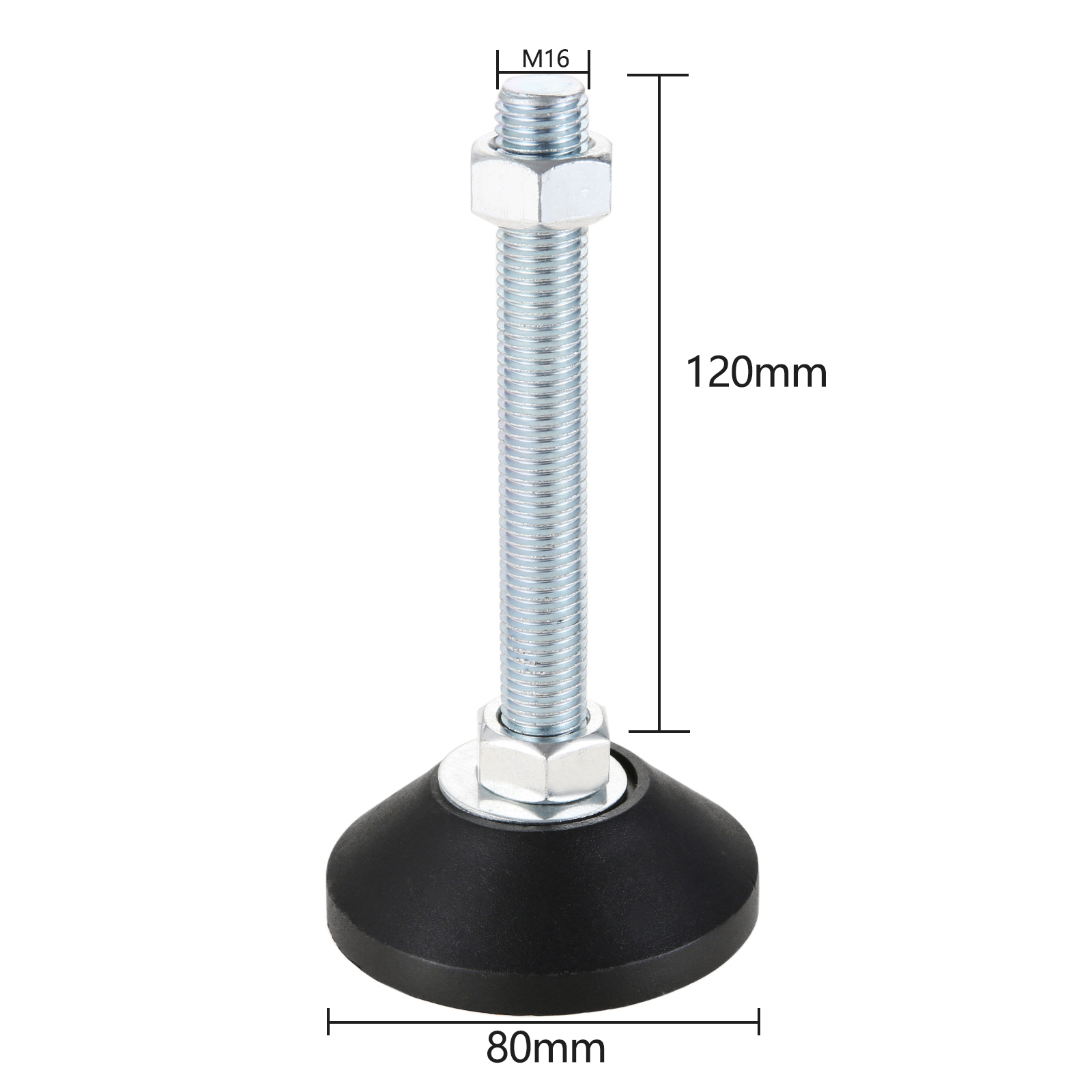 1/2pcs Adjustable Furniture Foot w/Thread Nylon Metal Glide Leveling Feet M8 M10 M12 M14 M16 Guard Pad Machine Equipment Support: 80XM16X120(DXMXH)1pc