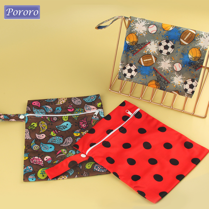 Printed Pocket Wet Bag Waterproof Reusable Nappy Bags PUL Travel Baby Nappy Mini Size Wet Dry Bags Wetbags 25x20cm