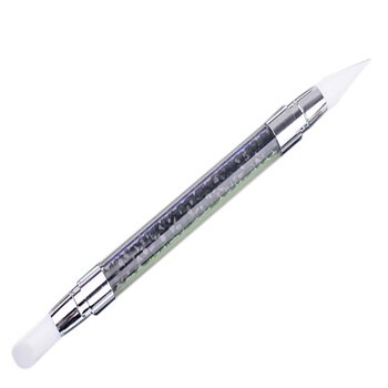 Pinceau à ongles à strass, 1 pièce, pinceau à double pointe en Silicone, tête en Silicone, accessoire à ongles, crayon acrylique à Quartz, 1 pièce: Black