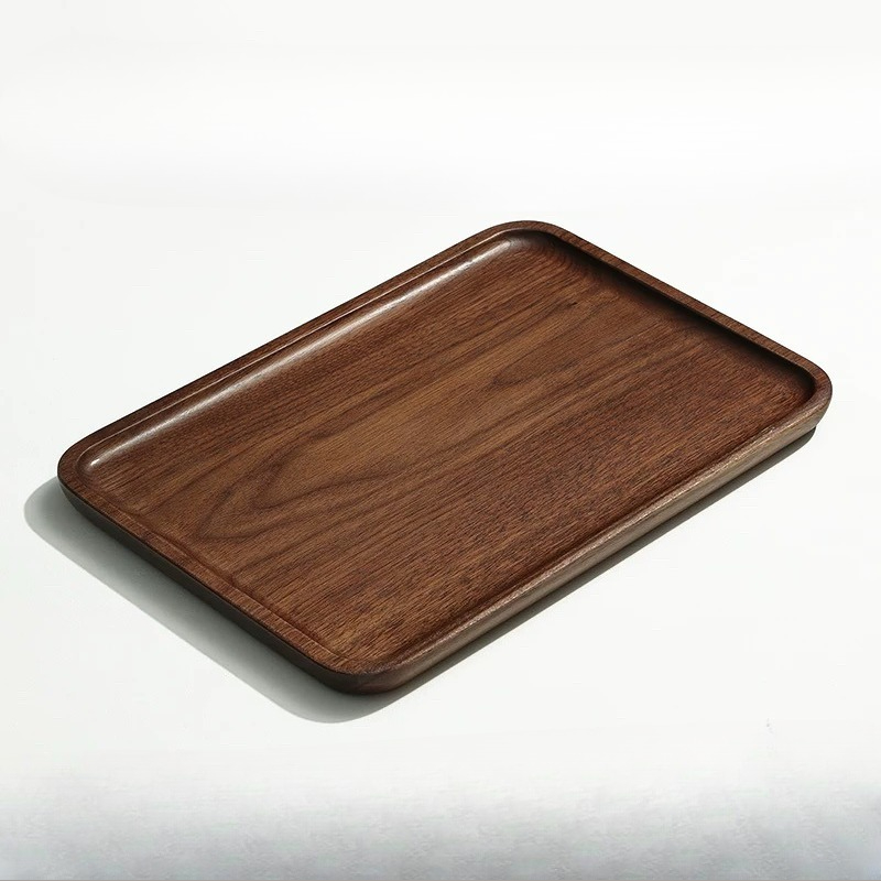 Black Walnut Wood Tray Household Wooden Tea Tray Put Cups Wooden Plate Coffee Dessert Storage Dinner Plate