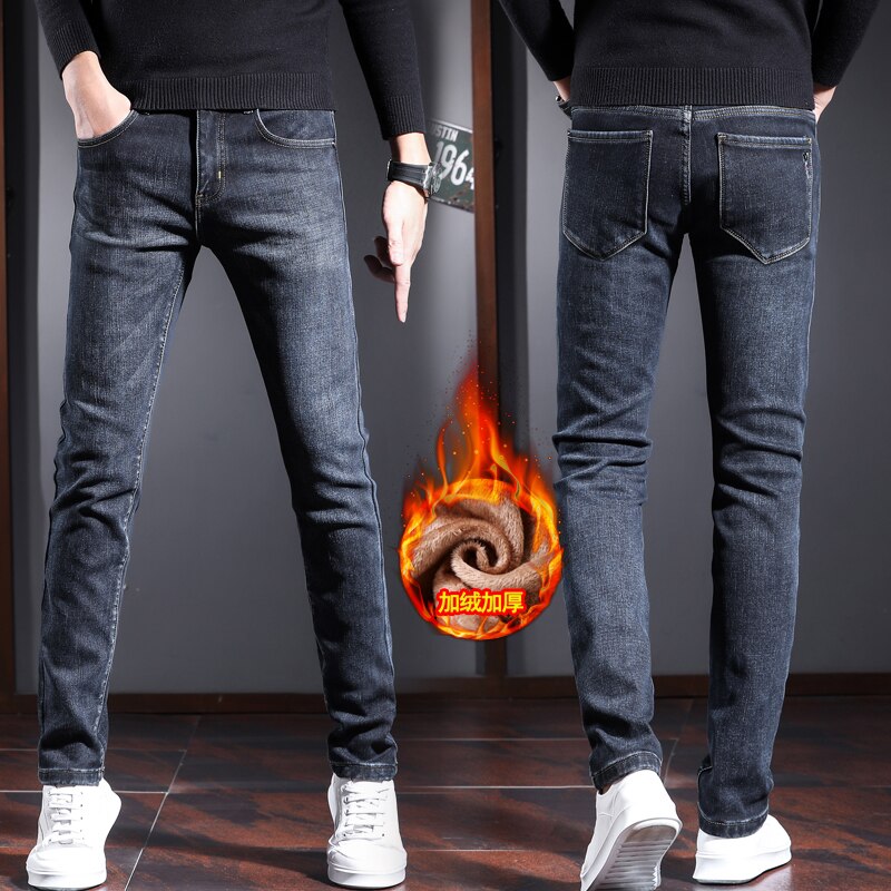 Jantour – jean Slim décontracté pour homme, pantalon Long en Denim, coupe droite, Style anglais, grande taille 28-38, collection hiver