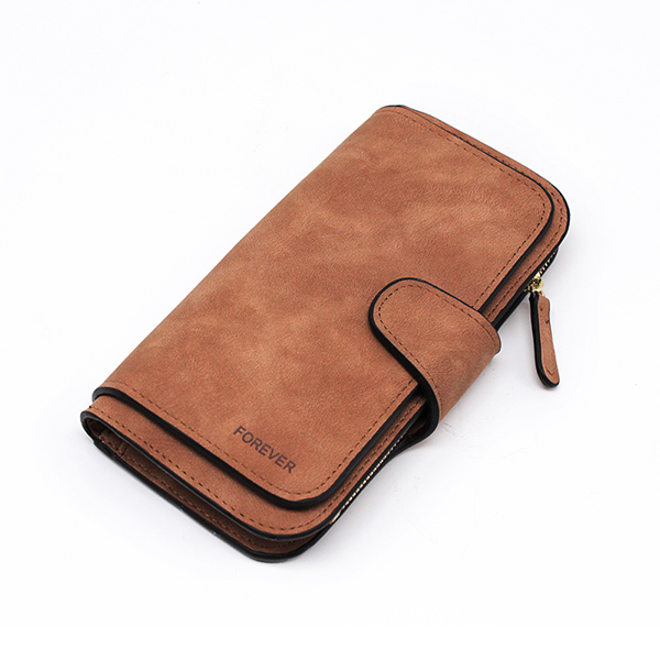 Cartera de piel de para mujer, cartera larga de con cremallera, tarjetero, bolsa monedero para mujer, cartera femenina: brown