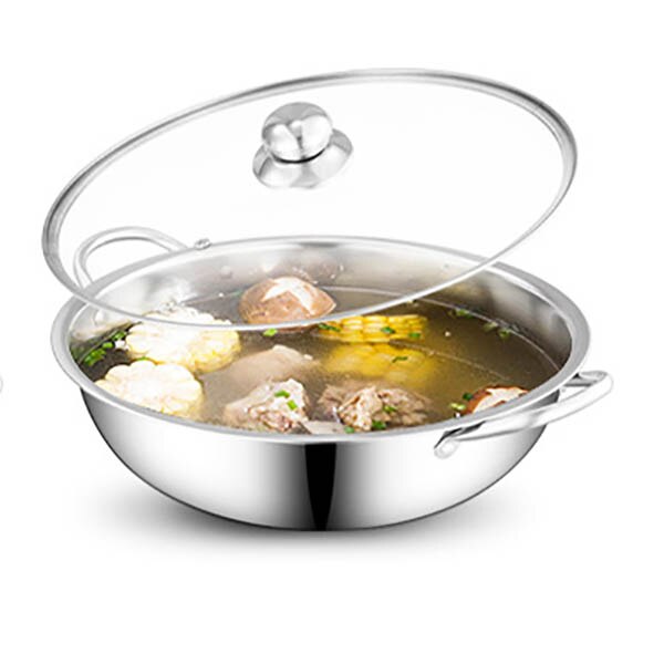 Kiinalainen kattila kannella paksuntaa ruostumatonta terästä 2 in 1 jaettu hotpot keittiön pannu kannella kaasuliesi induktioliesi: A kannella 34cm