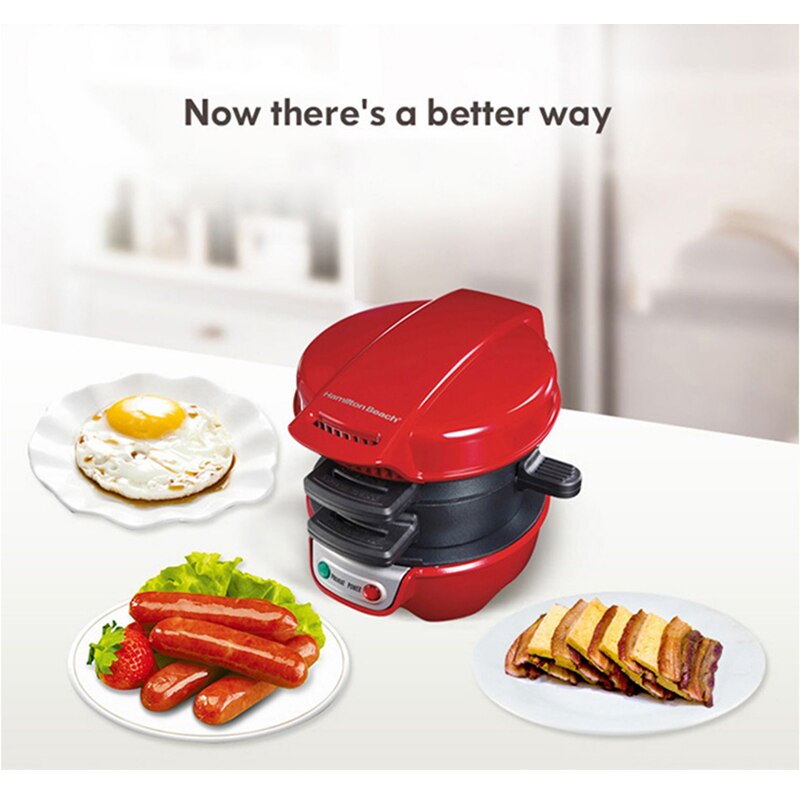 Máquina de hamburguesas casera 25475-CN, máquina de desayuno para el hogar, máquina de sándwich, placa de cocina de recubrimiento antiadherente con calefacción de doble cara