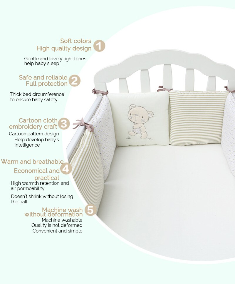 Baby Bed Bumper In The Crib Cute Secrity Breathable Warm Comfortable 6 PCS 30*30CM Soft Colors For Newborn Infants