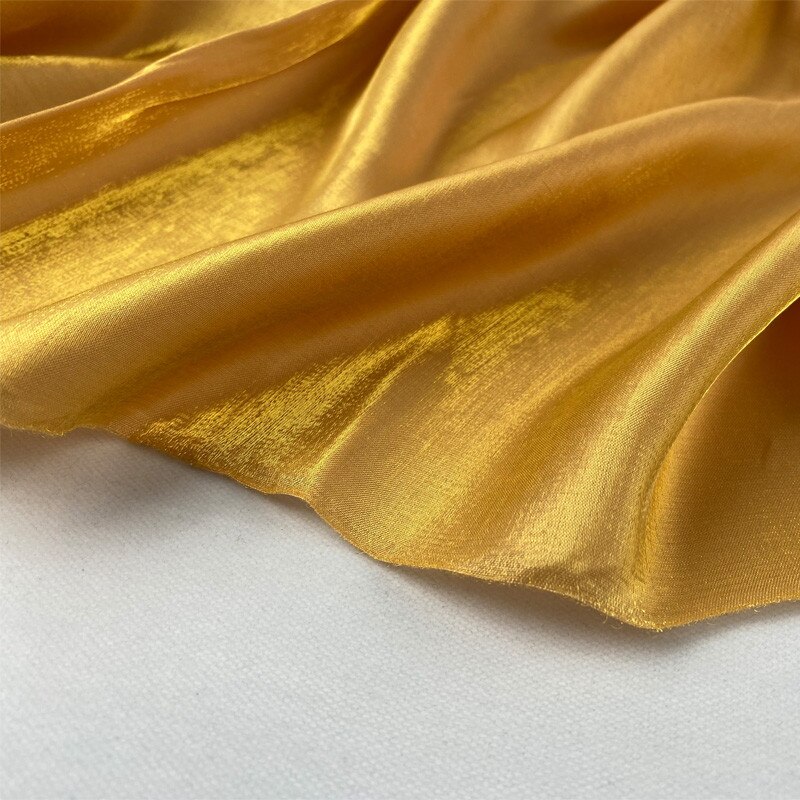 Cf701 effen gele/gouden/blauwe/roze/grijze glanzende zachte dunne zomerstoffen voor jurken, katoenen tencel satijnen stoffen, handgemaakte doe-het-zelf stoffen