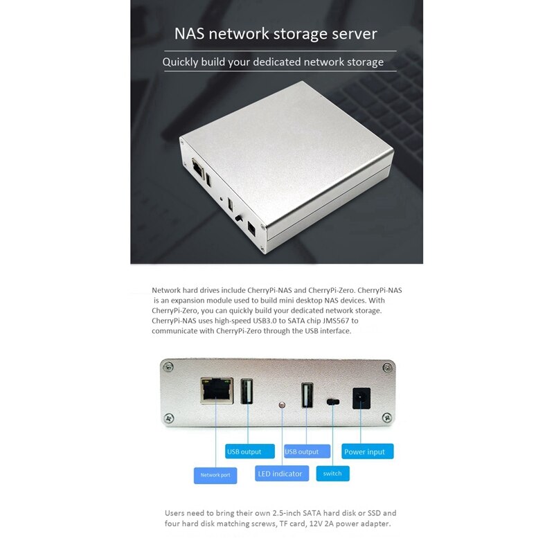 For Cherry Pi Nas Allwinner H3 Development Board Kit Smart Usb2.0 Network Cloud Storage Support 2.5Inch Hdd Us Plug