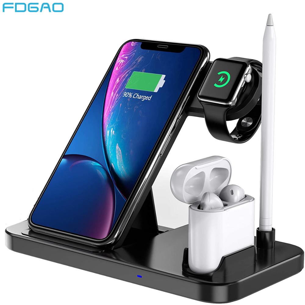 4 in 1 Wireless Charger for Apple Watch 6 5 4 3 2 AirPods Pro Qi 10W Fast Charging Dock Station For iWatch iPhone 11 XS XR X 8