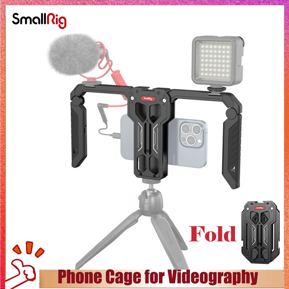 Smallrig Universele Smartphone Kooi Voor Iphone 13 Pro/Pro Max Met Opvouwbare Handgrepen Draadloze Controles Rig