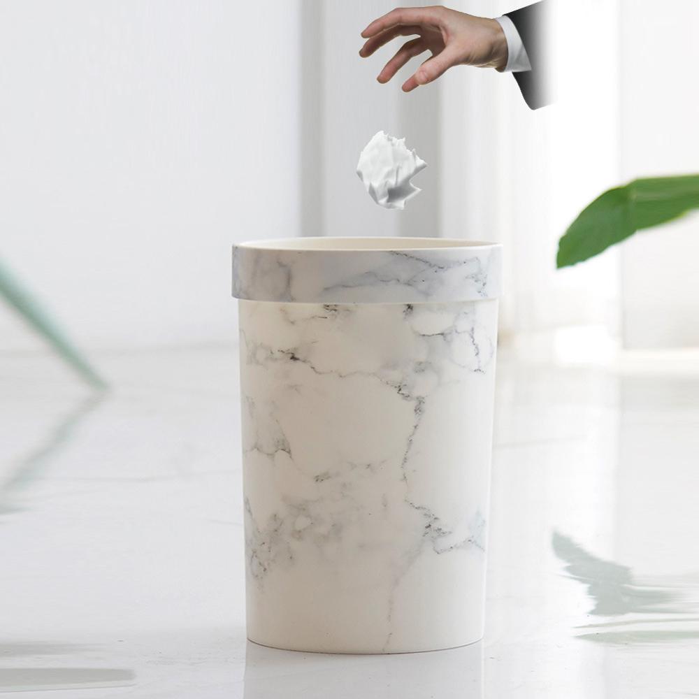 Plastic Prullenbak Marmer Patroon Kantoor Badkamer Keuken Prullenbak Woonkamer Slaapkamer Afvalbak Zonder Deksel Europese Stijl marmer mandjes