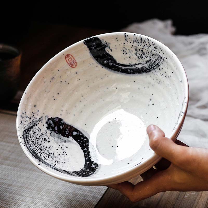 Fancity Japanse Stijl 7.5 Inch Grote Kom Ramen Kom Keramische Soepkom Retro Servies Hoed Kom Trompet Kom Keramische