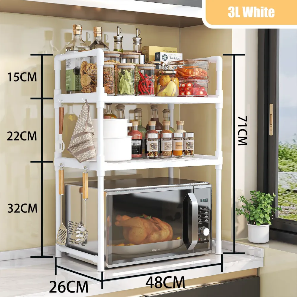 Estante de almacenamiento multifuncional, estantes para horno de 2/3 niveles, estante para platos de almacenamiento con espacio móvil para cocina, estante organizador deslizante delgado para cocina: Amarillo claro
