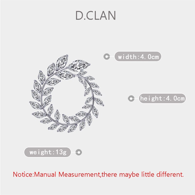 D.Clan schmuckbrosche aus zirkonia in olivenblattform, funkelndes accessoire für damen