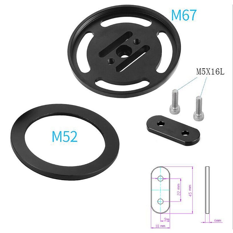 Suporte de lente de mergulho, montagem de lente de mergulho, montagem m67 com anel de conversão m52