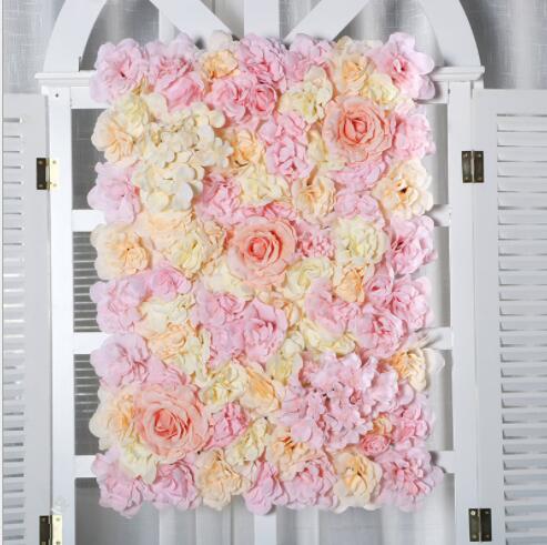 60 x 40cm kunstige silke blomsterpaneler, roser, peoner, hortensia blomsterbakgrunn for bryllupsfest blomsterveggdekorasjon: 8