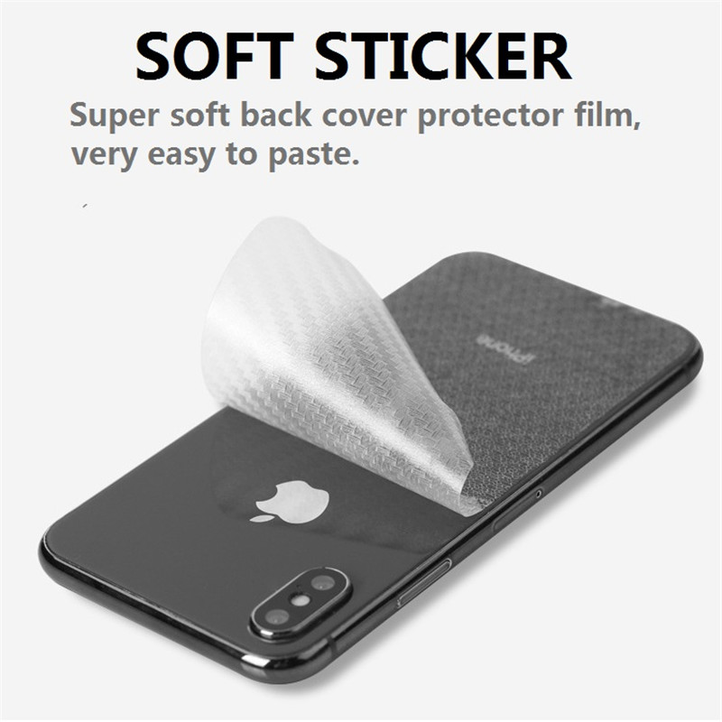 Carbon Fiber Film Mobile Phone Sticker For Apple iPhone XS Max 7 Plus 8 6 6S 5 5S X XR Back Pegatinas Adesivos Accessories EEMIA