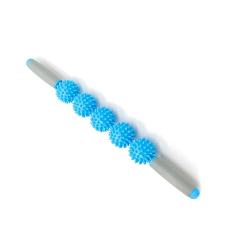 Yoga Fitness Massage Stick Wheel Roller Muscle Relaxation Handheld Ball Lupu Tai Kwu Five Ball Three Wheel Roller Stick: Pink