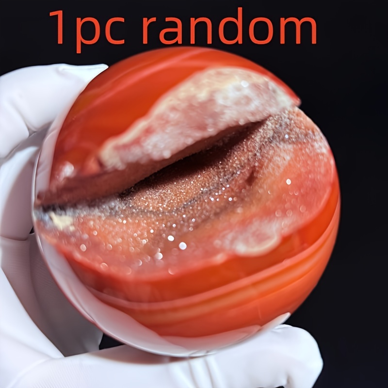 1 x rote rote Quarz-Quarzkugel – hohle glatte Oberfläche, glänzende Oberfläche, einzigartige Heimdekoration und für Halloween, Weihnachten: Dunkelgrau