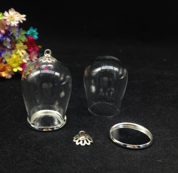 Cloche ovale arc de shap 5 pièces | Bouteille de souhait, bocaux de base classique, bouchon de verre, collier pendentif, globe de verre, dôme de bulle: silver lace cap