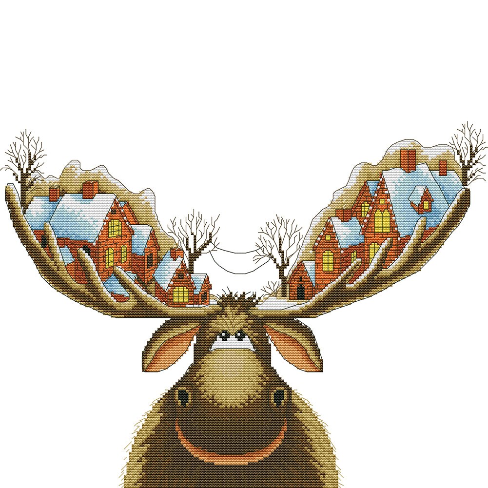 Christmas Series Printed Cross Stitch Kits 14CT 2 strands DIY Cotton Thread Stitch Kits Embroidery Needleworks Sets: DA373