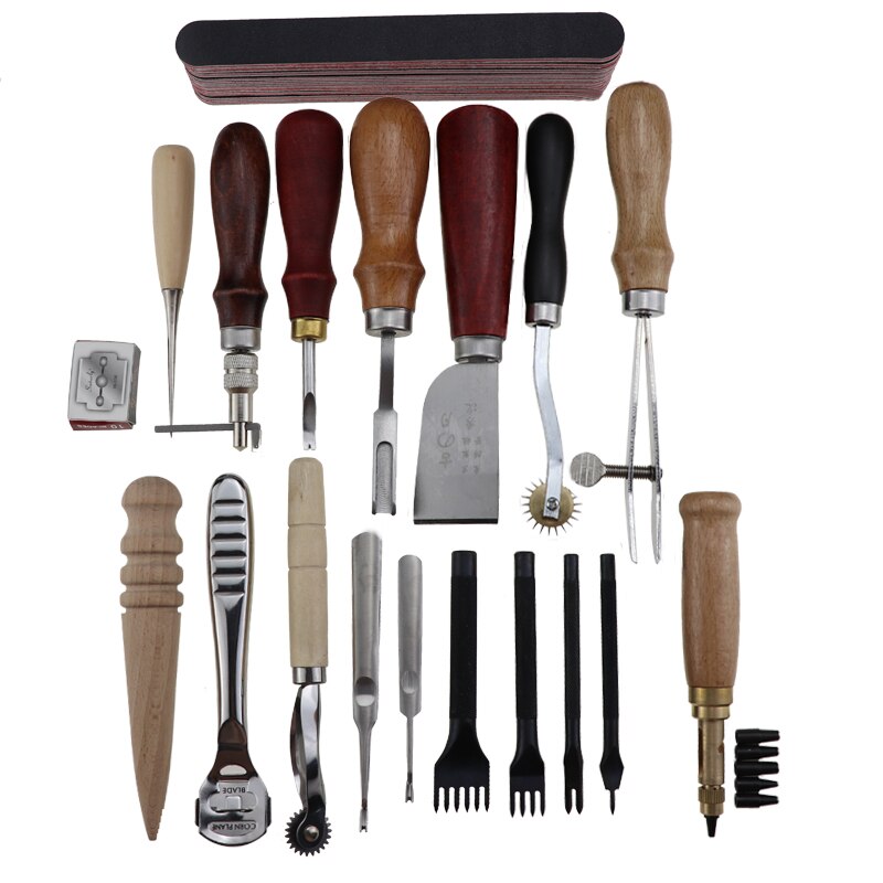 19 piece DIY leather craft kit hand-stitched kit for household items