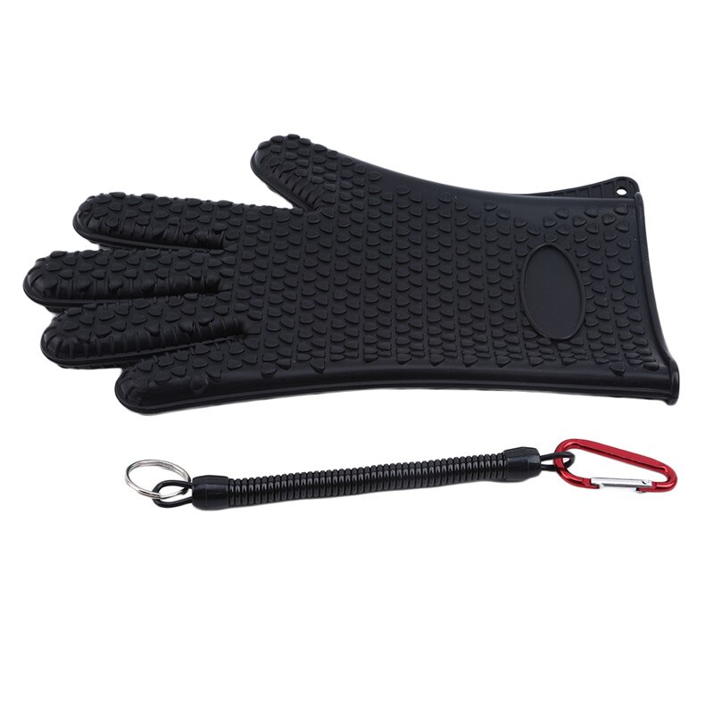 1 Pc Fishing Gloves Anti-skid Gloves Catch Fish Thickening Rubber Outdoor Fishing Gear Tackle Gloves Fishing Tools: black