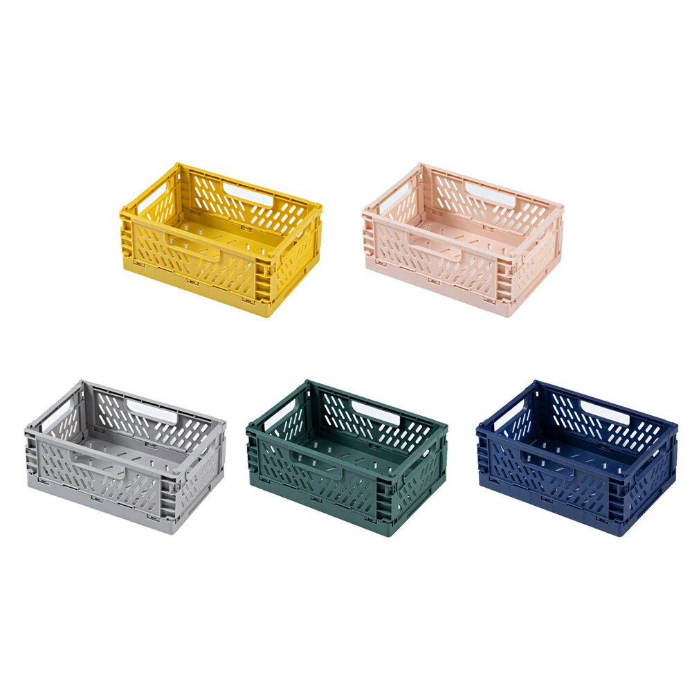 Panier de rangement pliable en plastique, 5 couleurs, boîte de rangement pliable pour étudiants de bureau, bande de papeterie, conteneur pliable