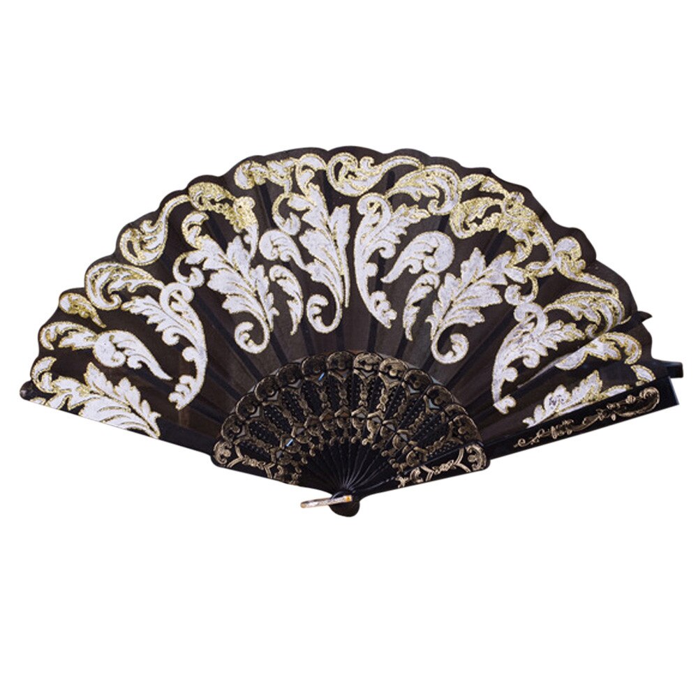 Beste Chinese Stijl Dance Wedding Party Lace Silk Folding Handheld Bloem Fan Party Prestaties Hand Held Rekwisieten: Black 