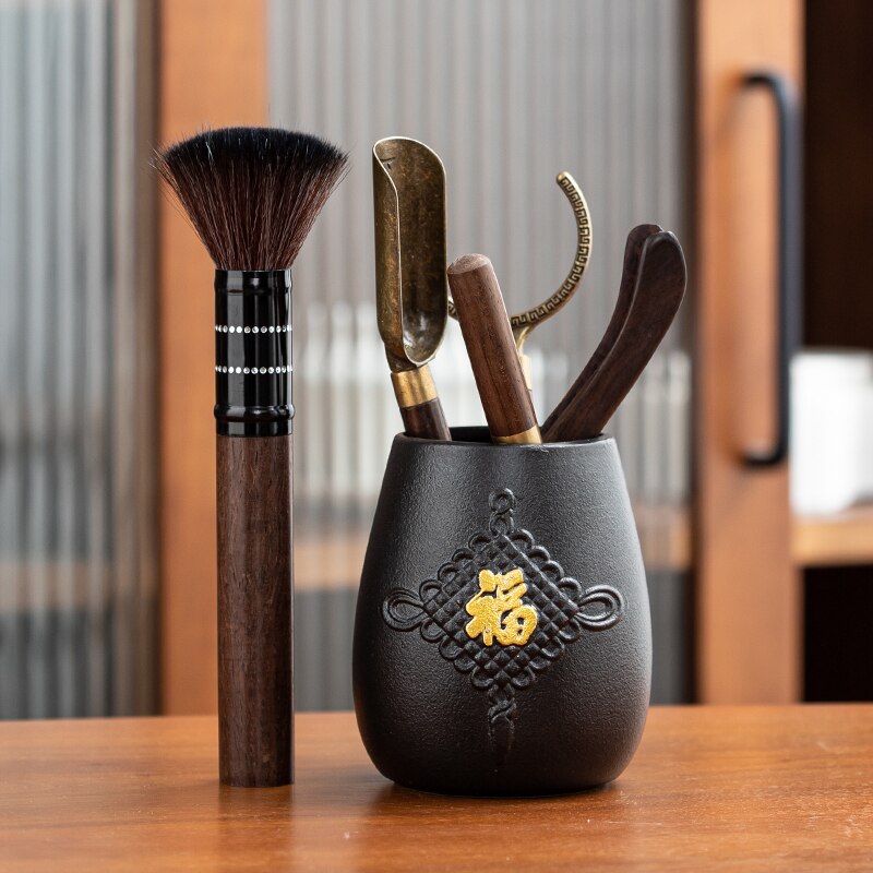 Chinese Style Tea Making Tools Tea Ceremony Six Gentleman Tea Set Tea Table Purple Clay Cans Ebony Combination Tea Accessories: B