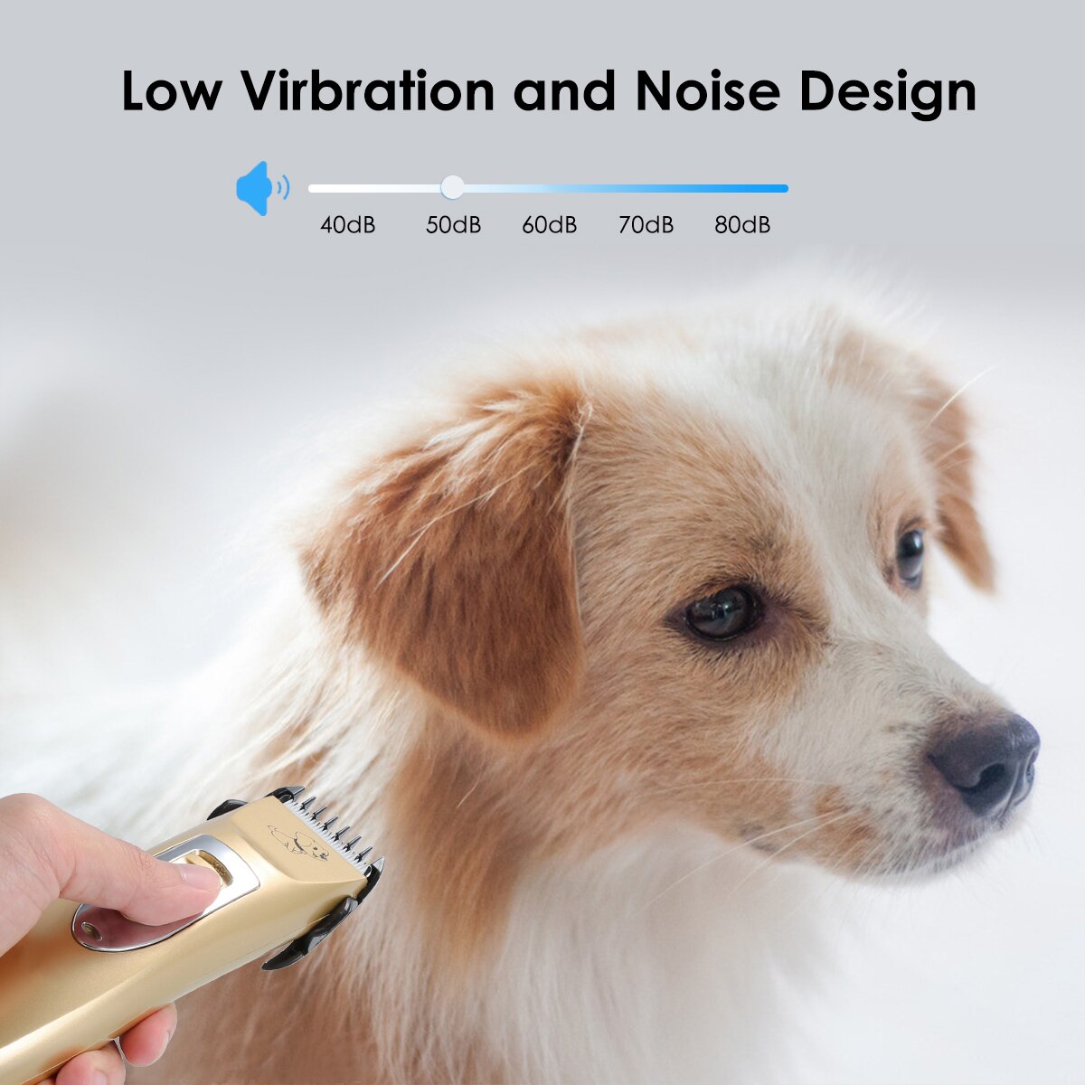 Pet Hair Clipper Low Noise Cordless Rechargeable Electric Dog Cat Grooming Trimming Kit Hair Clippers With AC Power Adapter