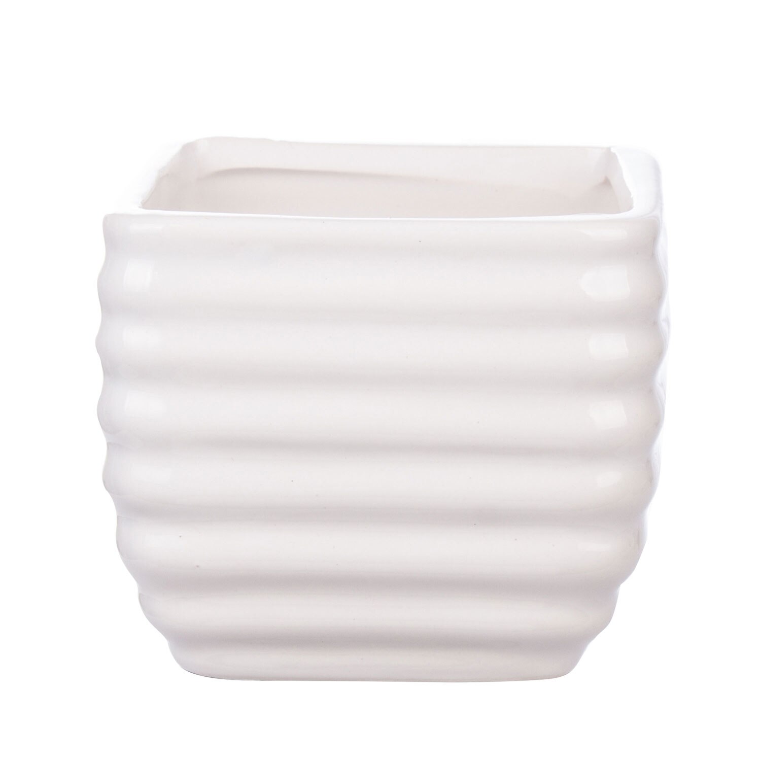Pot de fleurs Euro Flora en céramique, carré 10x10x9 Cm, blanc