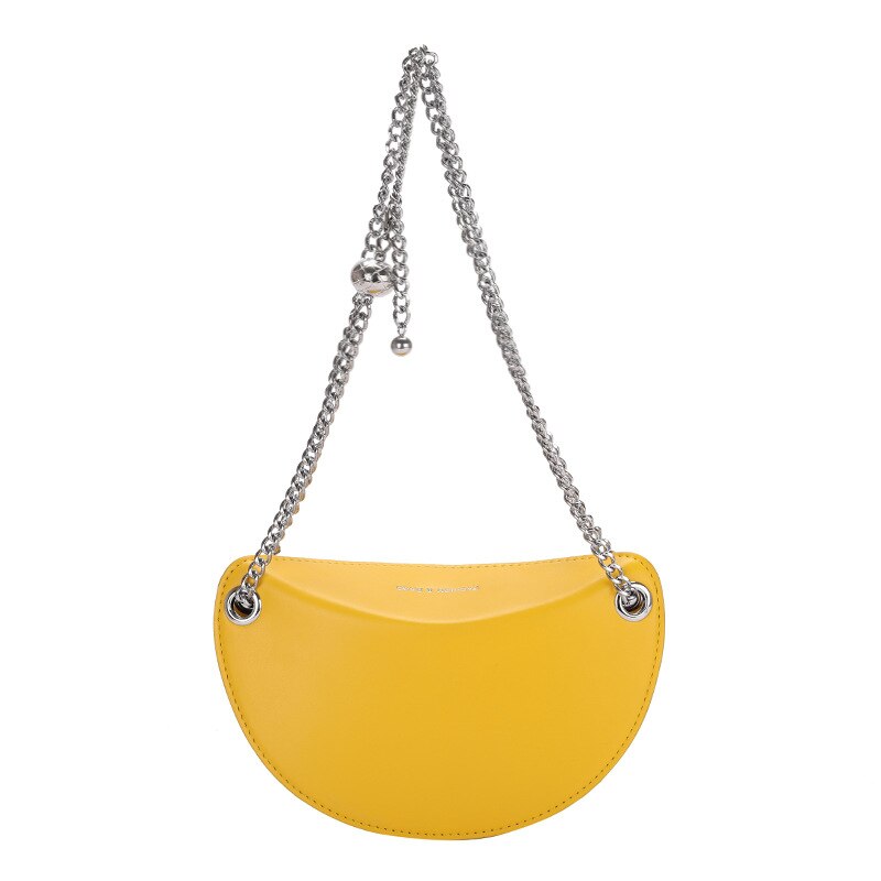 Persoonlijkheid Halve Cirkel Mode Keten Vrouwen Tas Een Schoudertas Trend Messenger Bag: Yellow