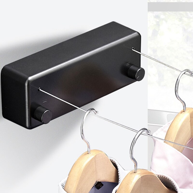 Clothes horse Retractable Space Aluminum Wall Hanger Retractable Indoor Clothes Hanger ic Drying Cloth Cord Bathroom Accessories