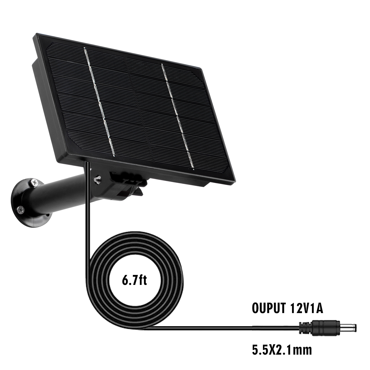 Panneau solaire étanche 4W, batterie 18650 intégrée, câble extérieur de 2m chargé USB Tpye C DC5V 12V alimenté pour caméra WIFI de sécurité: Ivoire