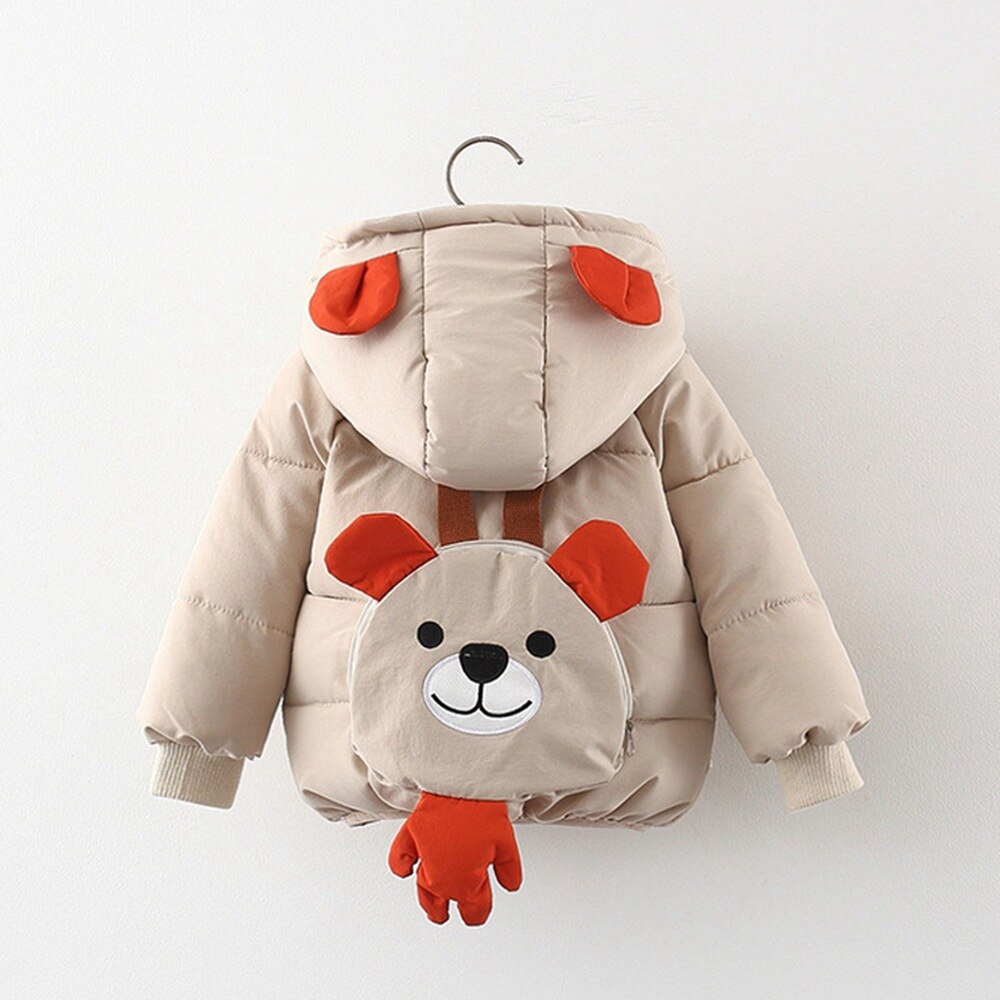 Kinderen Warme Winter Baby Meisjes Jongens Jas Zuigelingen Kids Katoen Gevoerde Capuchon Dikker Cartoon Parka Uitloper Casacos Jassen S11635: Beige / 9m
